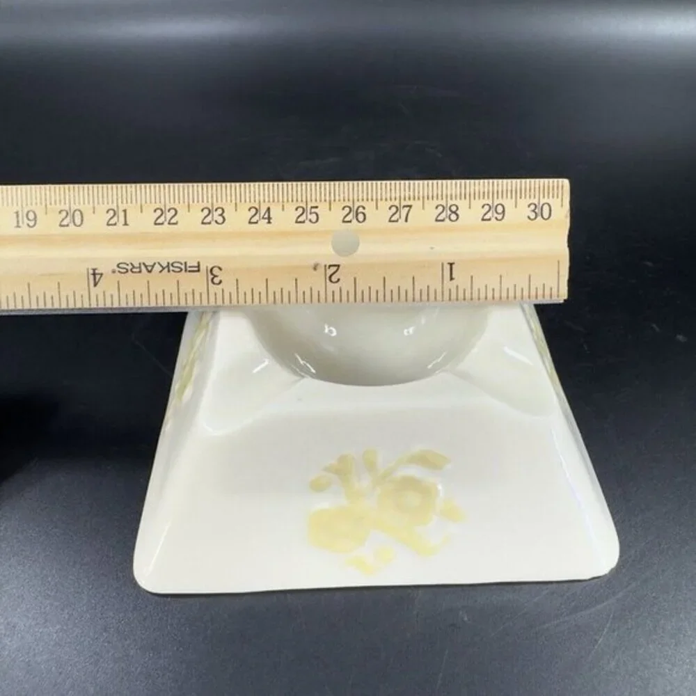 Vintage Belleek Ivory Porcelain Squared Raised Ashtray Dish Yellow Luster‎ VTG